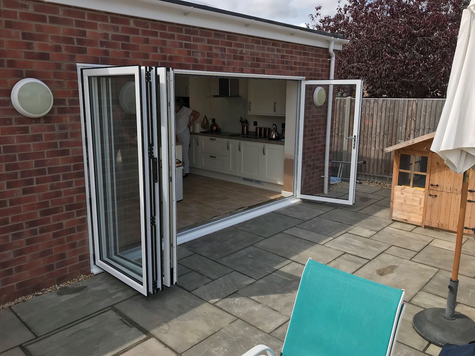 4 Pane White Bi-Fold Open