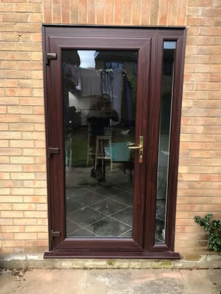 Full Glass Rosewood UPVC Door