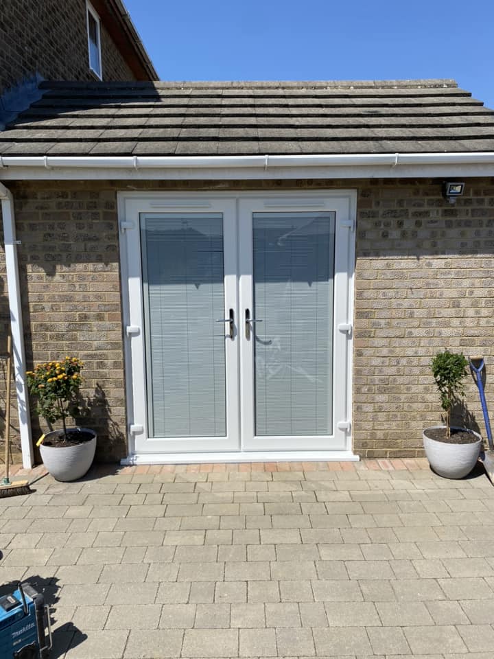 White French Door With Blinds