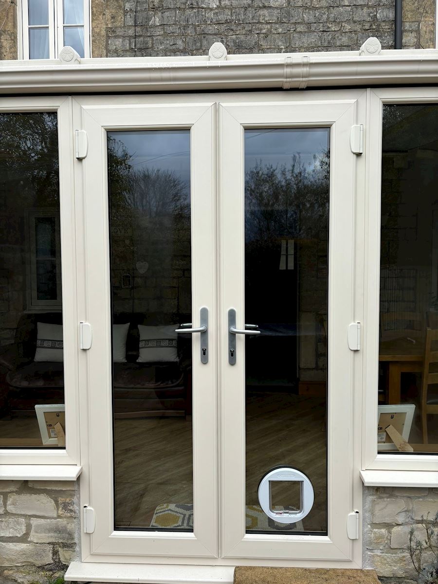 Flush French Door With Cat Fllap