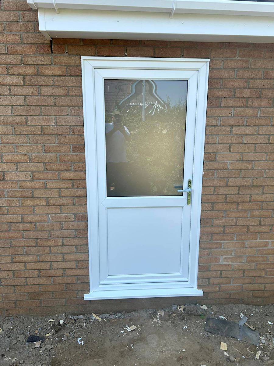 UPVC Resi Door With Satin Glass